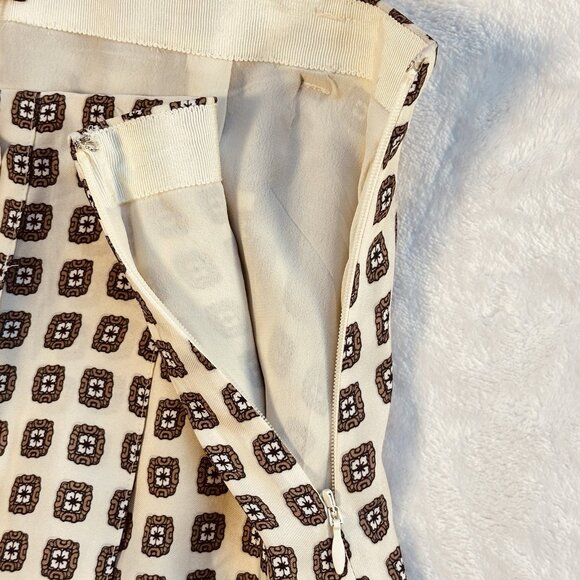 J. Crew Pleated Prep Mini Skirt in Foulard Print Ivory & Cream Sz 10 Preppy NWT - Picture 6 of 13